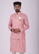 Peach Color Art Silk Nehru Jacket Set